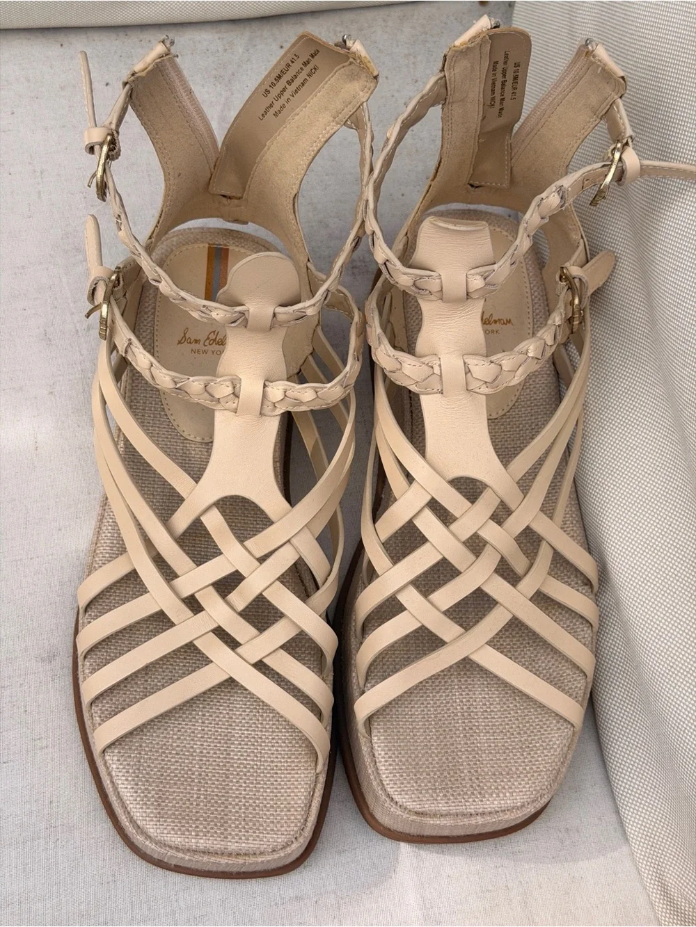 Sam Edelman Women’s Braided Strappy Platform Sandals - Beige
